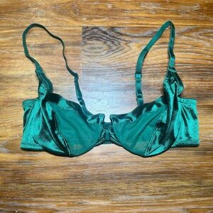 Rare Vintage Lily of France Emerald Satin Bra